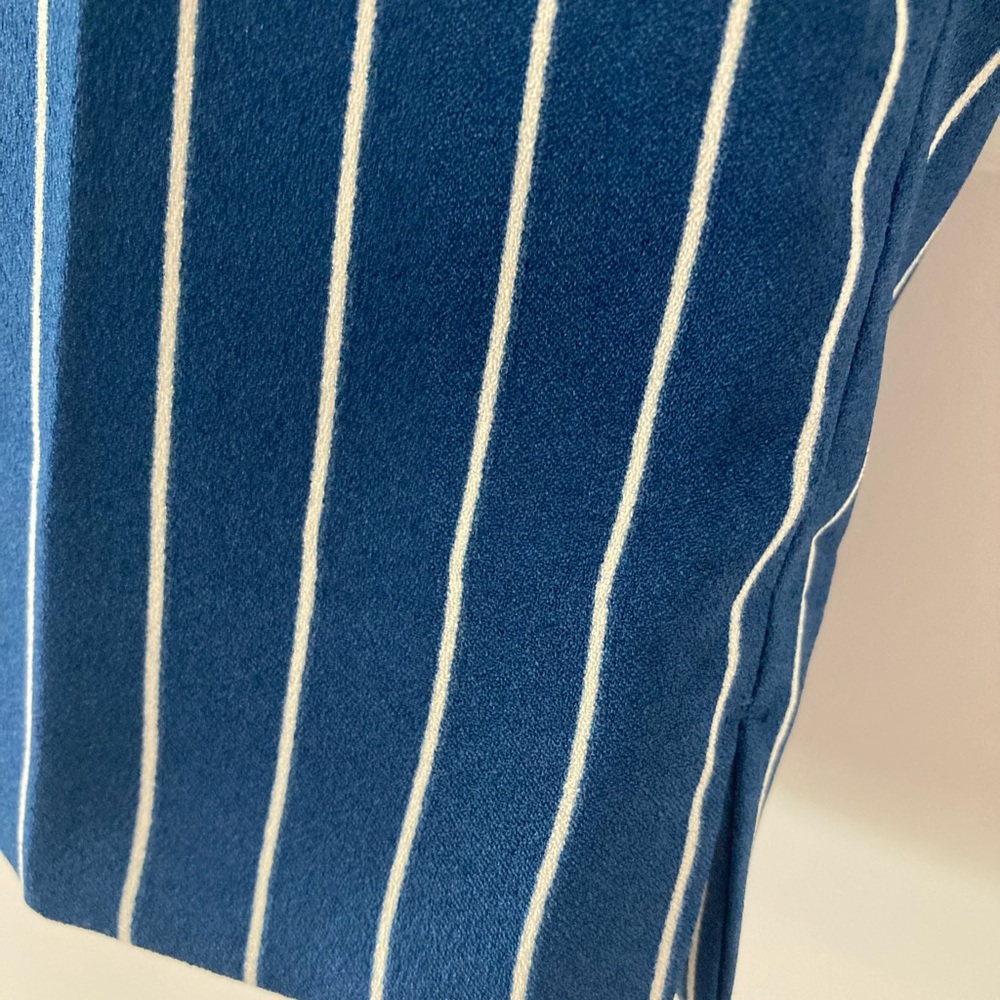 Banana Republic Factory 8 Petite Blue and White Cropped Pinstripe Pants - Picture 5 of 10